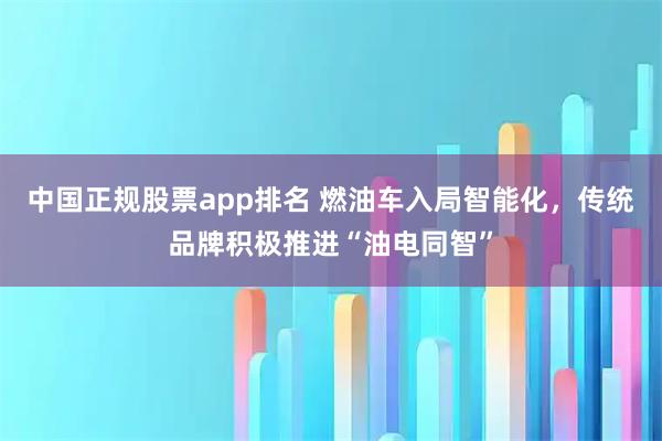 中国正规股票app排名 燃油车入局智能化，传统品牌积极推进“油电同智”
